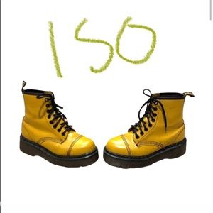 Yellow platform dr doc martens size 8 rare vintage